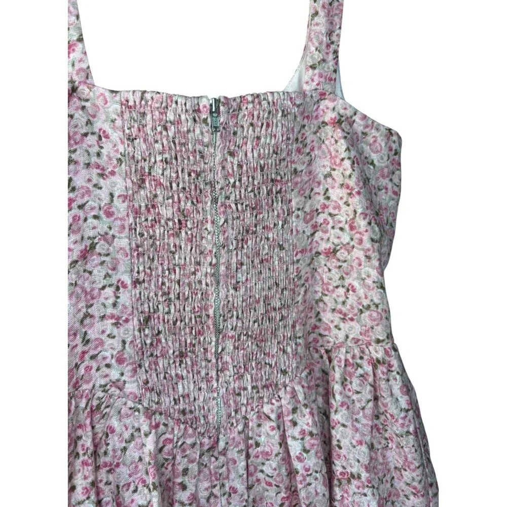 Reformation Daria Print Linen Mini Dress in Pink Combo Size 6 New With Tags - Picture 11 of 13